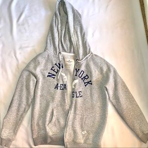 American Eagle Light Gray Zipper Hoodie